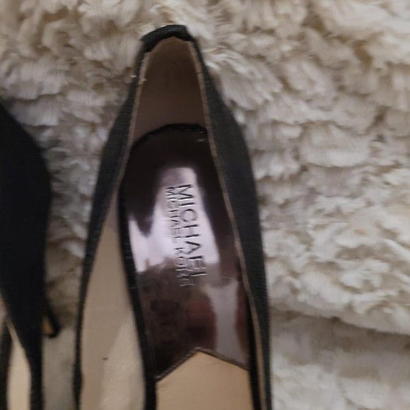 MICHAEL KORS YORK PLATFORM BLACK GLITTER PUMP OPEN TOE WOMENS SHOES Size 9 - Picture 5 of 5